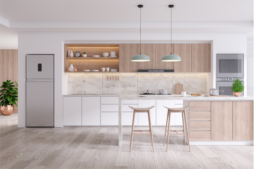 Elegant contemporary kitchen room interior.