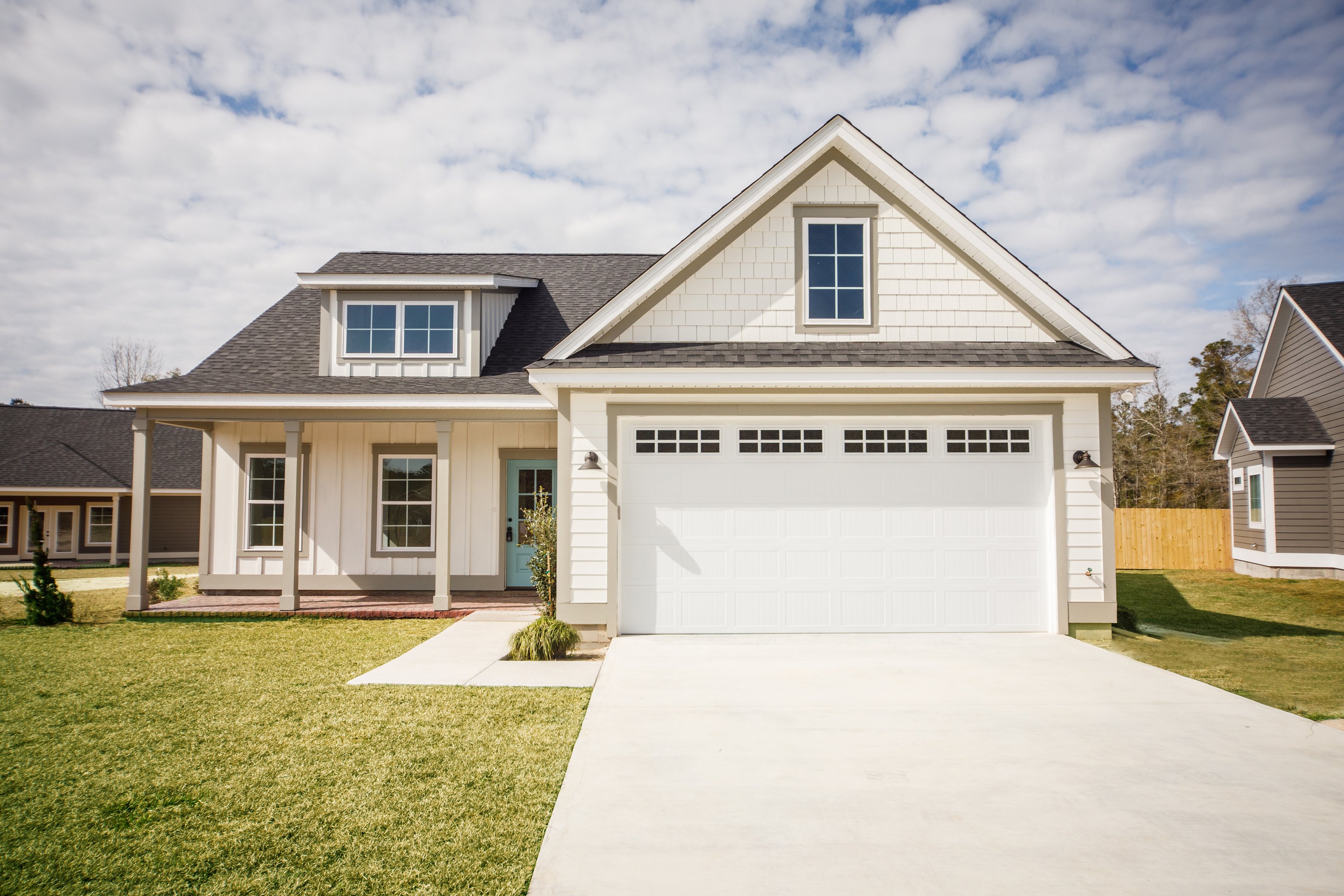 Empty White New Construction Cottage House Just Completed